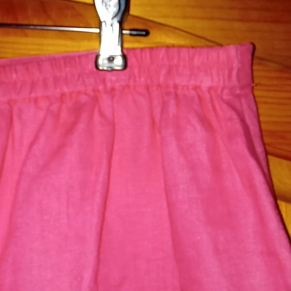 Kim by Kim Rogers Women's Petite Bright Pink 100% Linen A-line Midi Skirt PXL - Picture 7 of 9